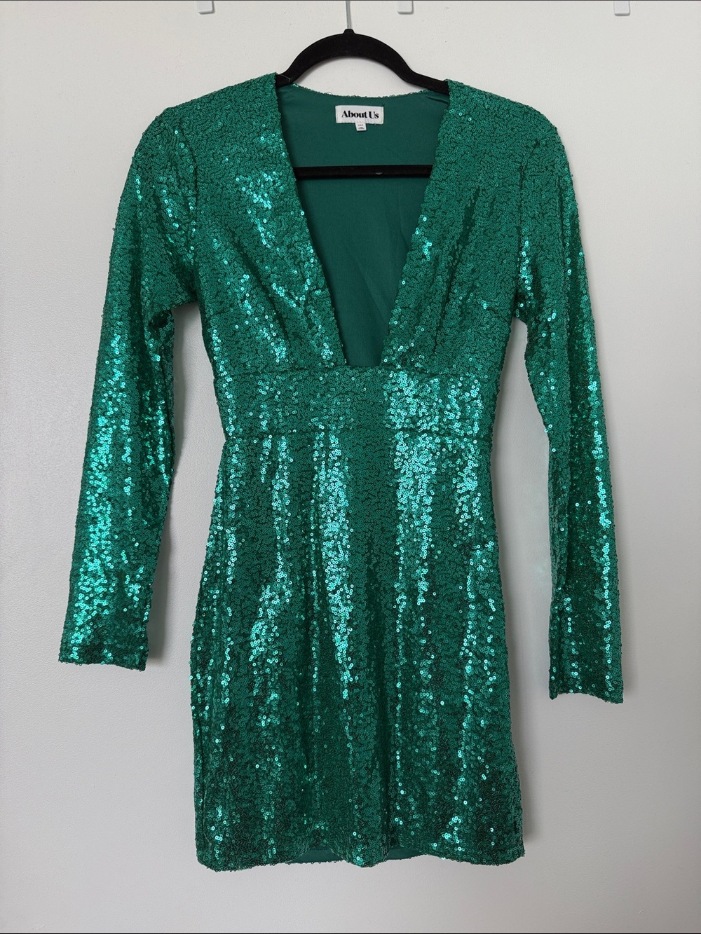 About Us Emerald Sequin Mini Dress